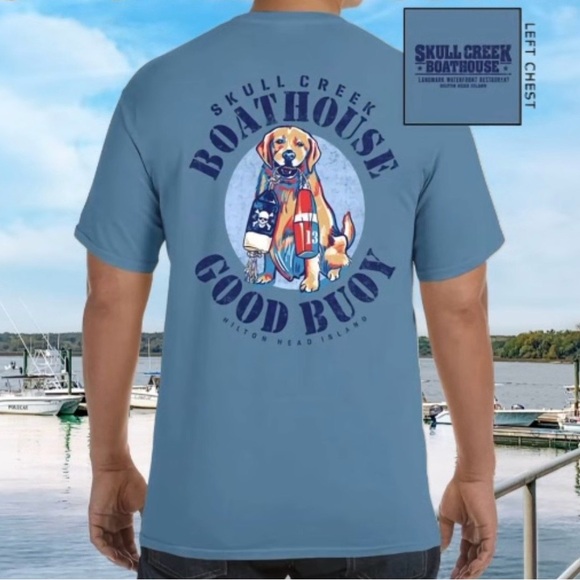 Hilton Head Island Skull Creek Boathouse Good Buoy Dog Tee XL Blue HHI Shirt - Picture 6 of 6